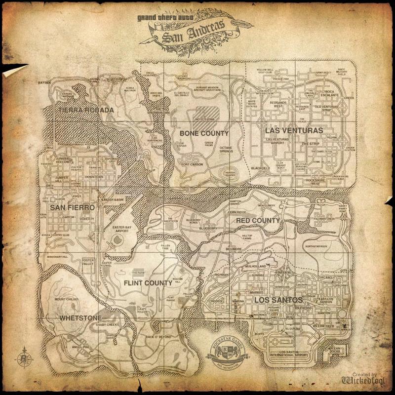 An old map of San Andreas